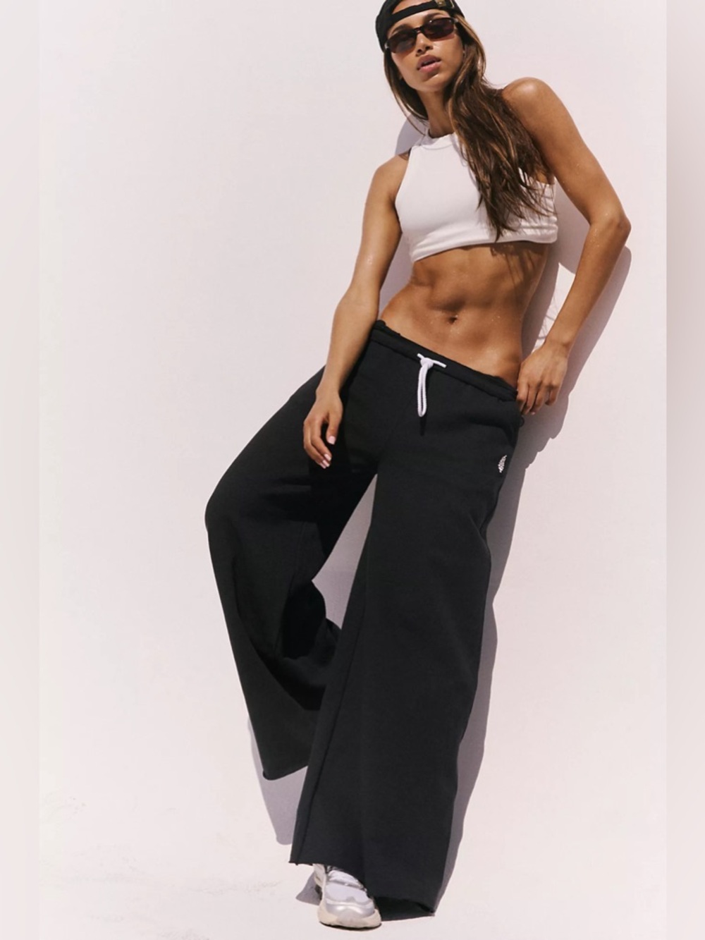 Free People For the Win Wide-Leg Black Lounge Pants - Picture 2 of 5
